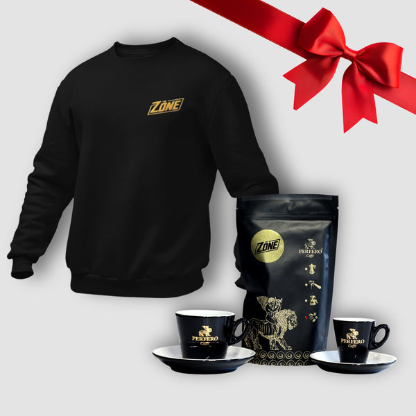 The Zone - Hímzett pulcsi + Perfero kávé ajándékcsomag - limitált darabszám
